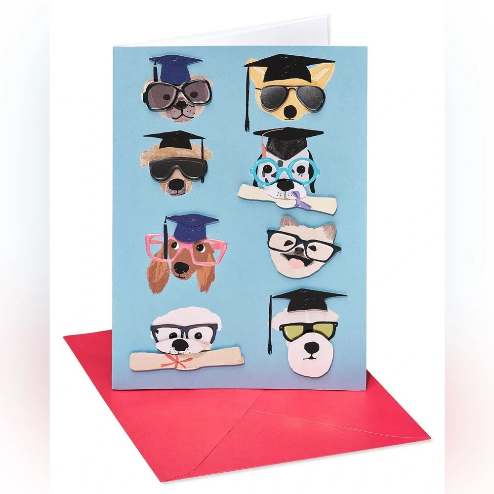 🆕Papyrus 3D “Clever Dogs” Graduation Greeting Card